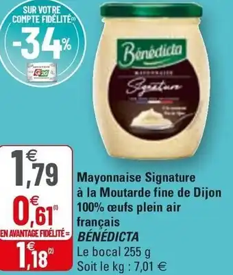 G20 Mayonnaise Signature à La Moutarde Fine De Dijon 100% offre