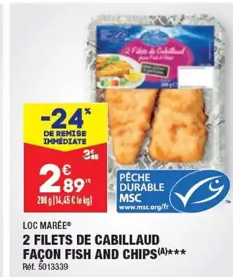 ALDI 2 FILETS DE CABILLAUD FAÇON FISH AND CHIPS(A)*** offre