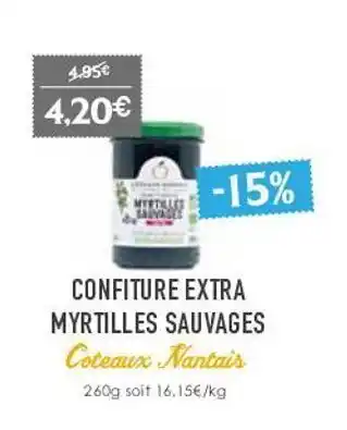 Naturalia Confiture extra myrtilles sauvages coteaux nantais offre
