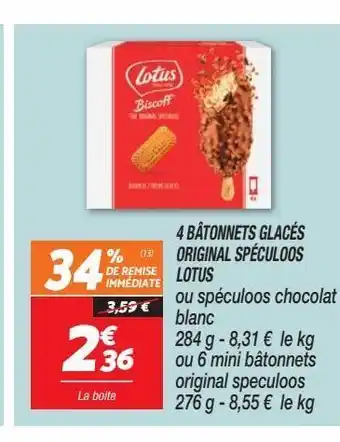 Netto 4 batonnets glacés original spéculoos lotus offre