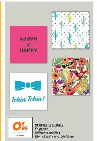 20 serviettes decorées