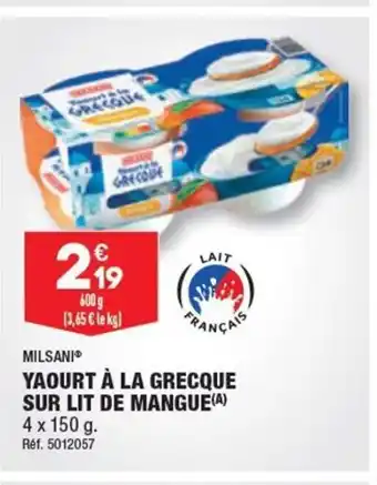 ALDI YAOURT À LA GRECQUE SUR LIT DE MANGUE(A) offre