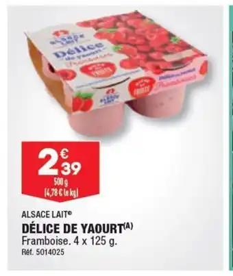 ALDI DÉLICE DE YAOURT(A) Framboise. 4 x 125 g. offre