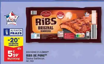 ALDI BOUCHERIE ST-CLÉMENT RIBS DE PORC(B) Saveur barbecue. Réf. 2868 offre