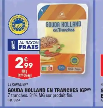 ALDI GOUDA HOLLAND EN TRANCHES IGP (C) 7 tranches. 31% MG sur produit fini. offre