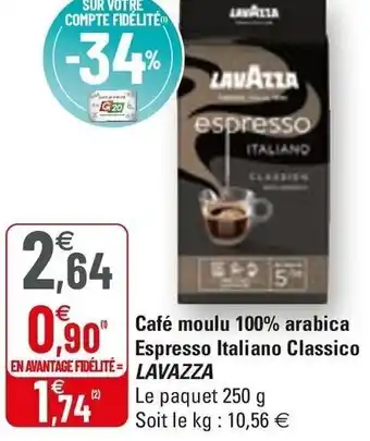 G20 Café Moulu 100% Arabica Espresso Italiano Classico offre