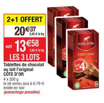 Cora x Carrefour Tablettes de chocolat au lait l'original offre