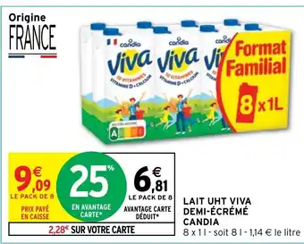 Intermarché Hyper LAIT UHT VIVA DEMI-ÉCRÉMÉ CANDIA offre