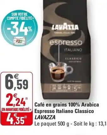 G20 Café En Grains 100% Arabica Ecpresso Italiano Classico offre