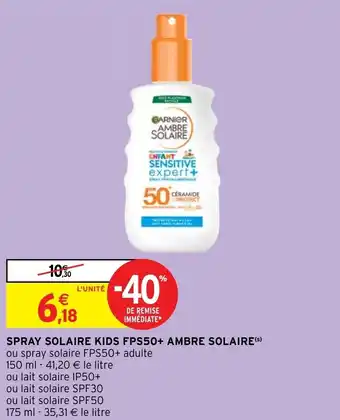 Intermarché Hyper SPRAY SOLAIRE KIDS FPS50+ AMBRE SOLAIRE(S) offre