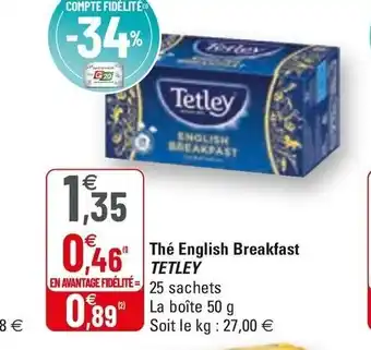 G20 Thé English Breakfast Tetley offre