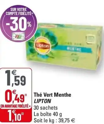 G20 Thé Vert Menthe Lipton offre
