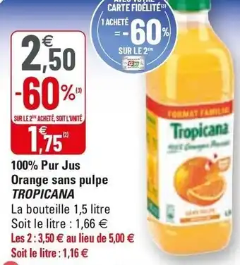 100% Pur JUs Orange Sans Pulpe