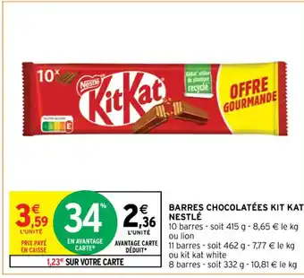 Intermarché Contact BARRES CHOCOLATÉES KIT KAT NESTLÉ offre