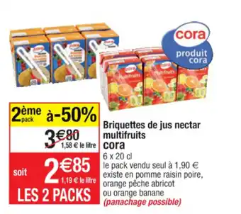 Cora x Carrefour Briquettes de jus nectar multifruits offre