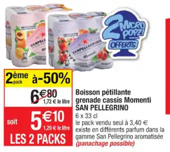 Cora x Carrefour Boisson pétillante grenade cassis Momenti offre