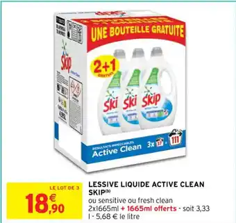 Intermarché Contact LESSIVE LIQUIDE ACTIVE CLEAN SKIP (b) offre