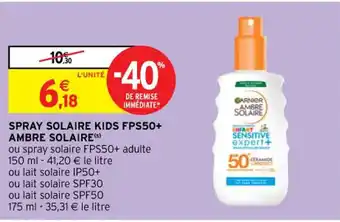 Intermarché Contact SPRAY SOLAIRE KIDS FPS50+ AMBRE SOLAIRE(S) offre