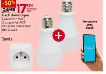 Pack domotique Connexion WIFI, 2 ampoules RGB et 1 prise connectée Réf. 575288