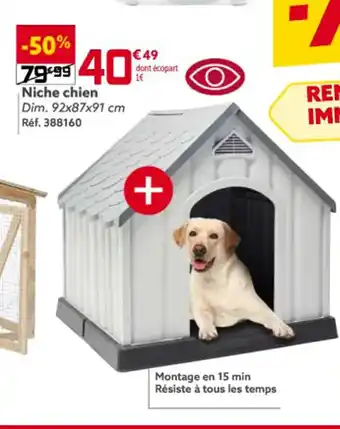 Gifi Niche chien Dim. 92x87x91 cm Réf. 388160 offre