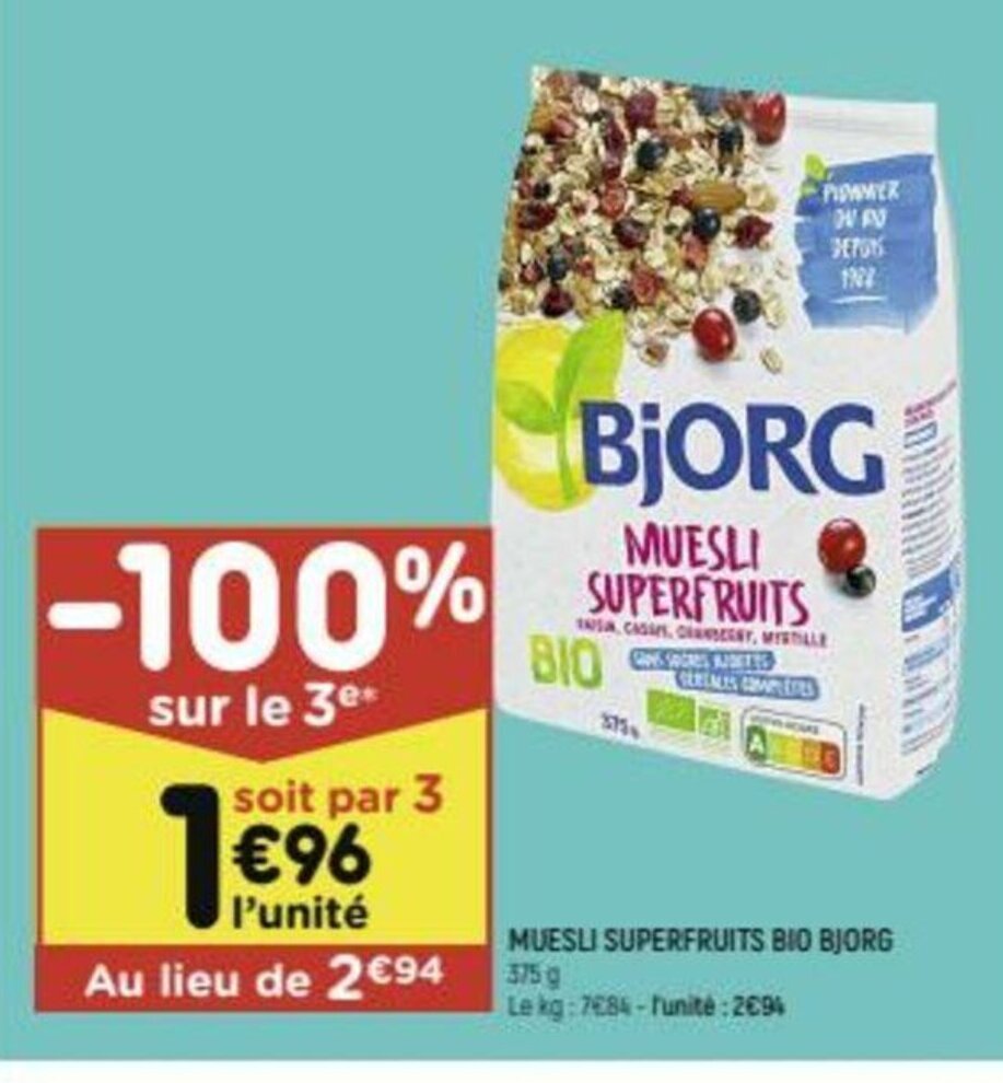 Promo MUESLI SUPERFRUITS BIO chez Leader Price