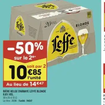 Leader Price BIERE BELGE D'ABBAYE LEFFE BLONDE offre