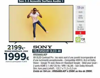 Proxi Confort SONY TÉLÉVISEUR OLED 4K offre