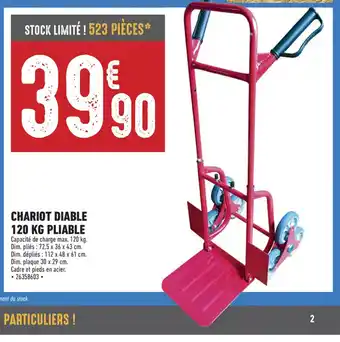 Brico Cash CHARIOT DIABLE 120 KG PLIABLE offre