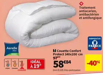 Conforama Aerelle couette confort protect 140x200 cm nightitude offre