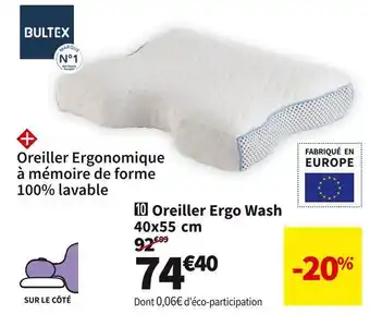 Conforama Bultex oreiller ergo wash 40x55 cm offre