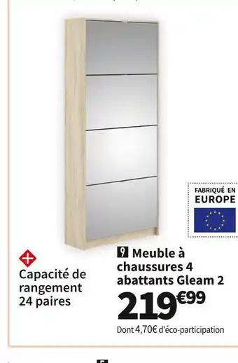 Conforama Meuble à chaussures 4 abattants gleam 2 offre