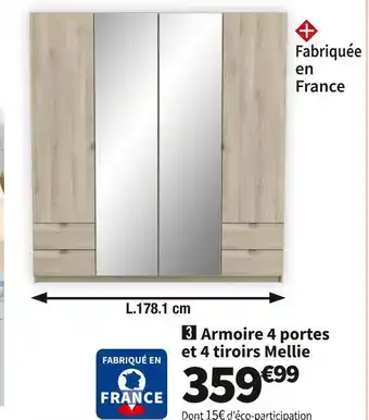 Conforama Armoire 4 portes 4 tiroirs mellie offre