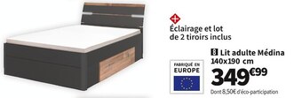 Conforama Lit adulte 140x190 cm medina offre