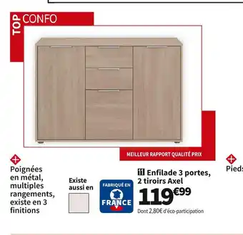 Conforama Rangement 3 portes, 2 tiroirs axel offre