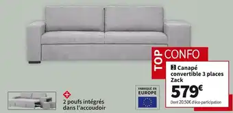Conforama Canapé convertible 3 places zack offre