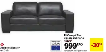 Conforama Canape fixe 3 places soriano offre