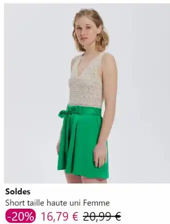 Promod Soldes short taille haute uni femme offre