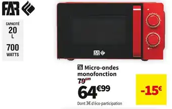 Conforama Far  micro-ondes monofonction far mom20r offre