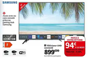 Conforama Samsung téléviseur uhd connecté tu75cu7105 offre
