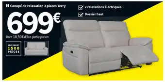Conforama Canapé de relaxation 3 places terry offre