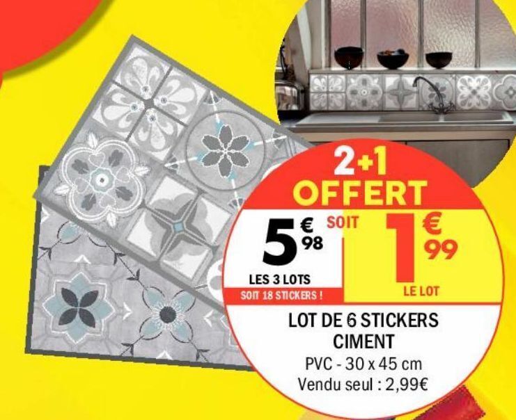 Promo Lot de 6 stickers ciment chez La Foir'Fouille