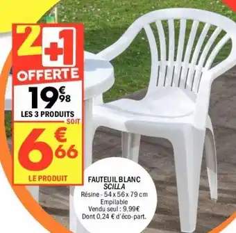 La Foir'Fouille Fauteuil blanc scilla offre