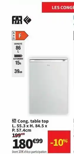 Conforama Congélateur table top offre