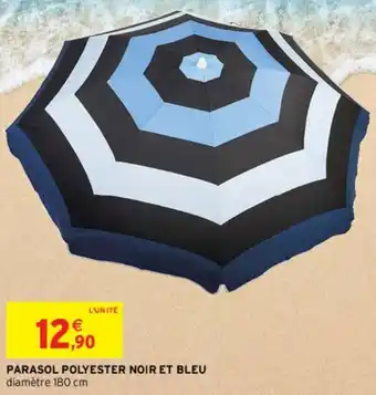 Intermarché PARASOL POLYESTER NOIR ET BLEU offre