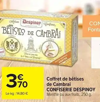 Carrefour Coffret de bêtises de Cambrai CONFISERIE DESPINOY offre
