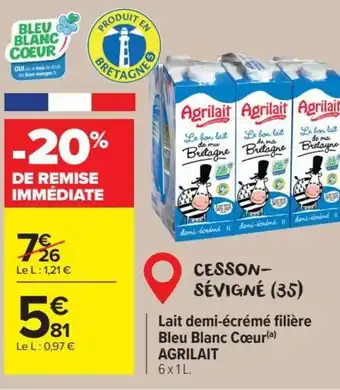 Carrefour Market Lait demi-écrémé filière Bleu Blanc Cœur(a) AGRILAIT offre