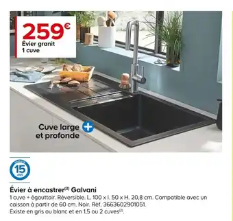 Castorama Évier à encastrer(³) Galvani offre