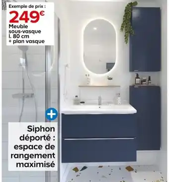 Meuble sous-vasque l. 80 cm + plan vasque