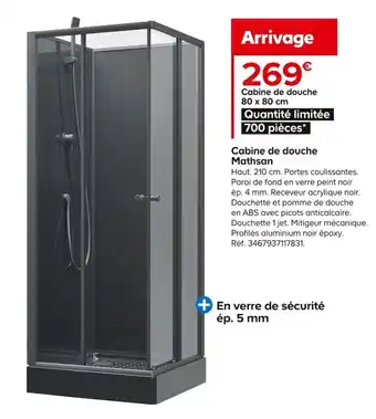 Castorama Cabine de douche Mathsan offre