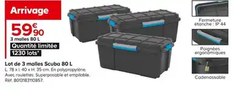 Castorama Lot de 3 malles Scuba 80 L offre